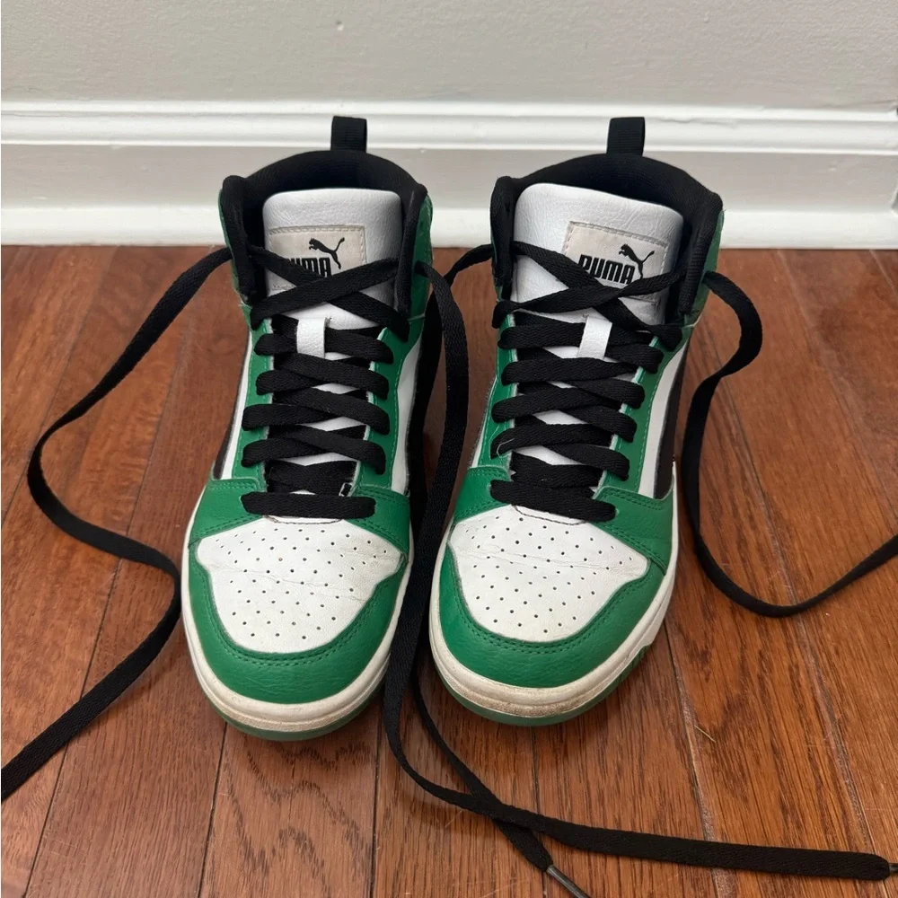 Puma Rebound - Black, Green, and White (Big Kid) - Picture 2 of 9